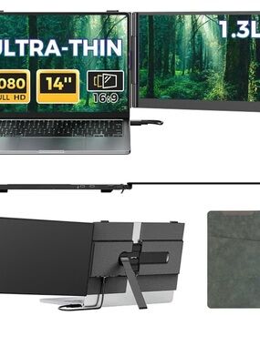 New - 14" Laptop Dual Screen Extender Portable Monitor 1080P USB-C, HD Display